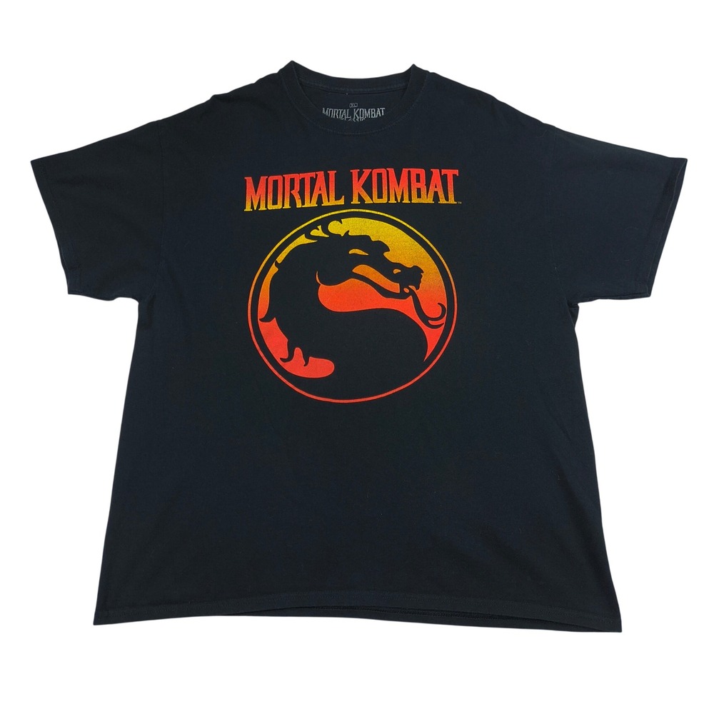 Mortal Kombat Klassic Dragon Logo Graphic T-Shirt Mens XL Black Short Sleeve Tee